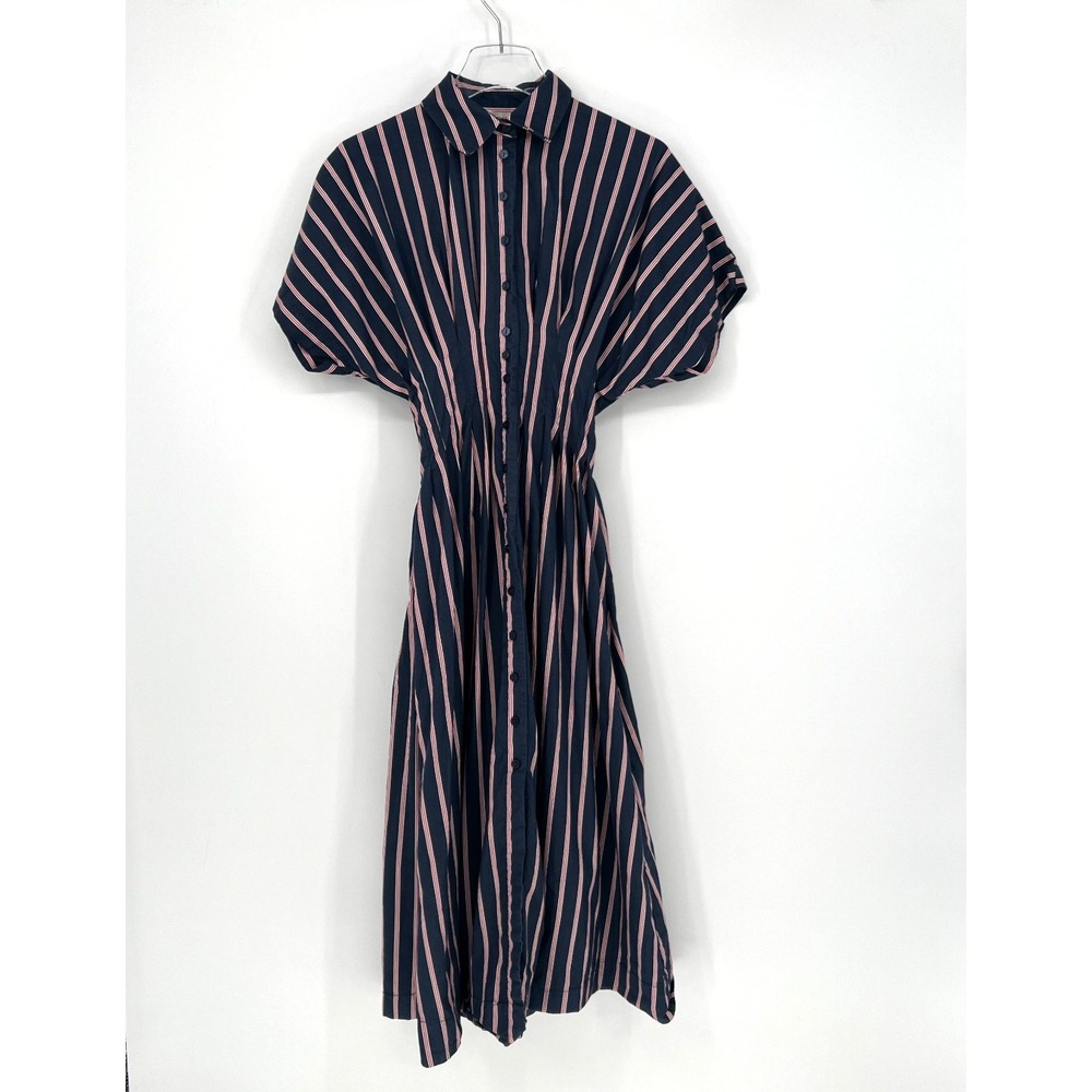 Anthropologie Tobie Shirt Dress Exquise Womens XS Navy Striped Preppy Coastal